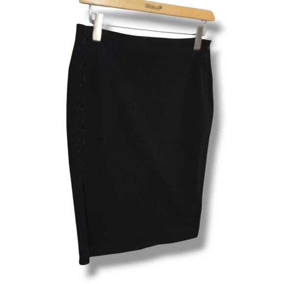 Guess Women’s Sexy Black Lace-Up Slit Pencil Skirt large Classic Work/Date Night - Picture 3 of 9